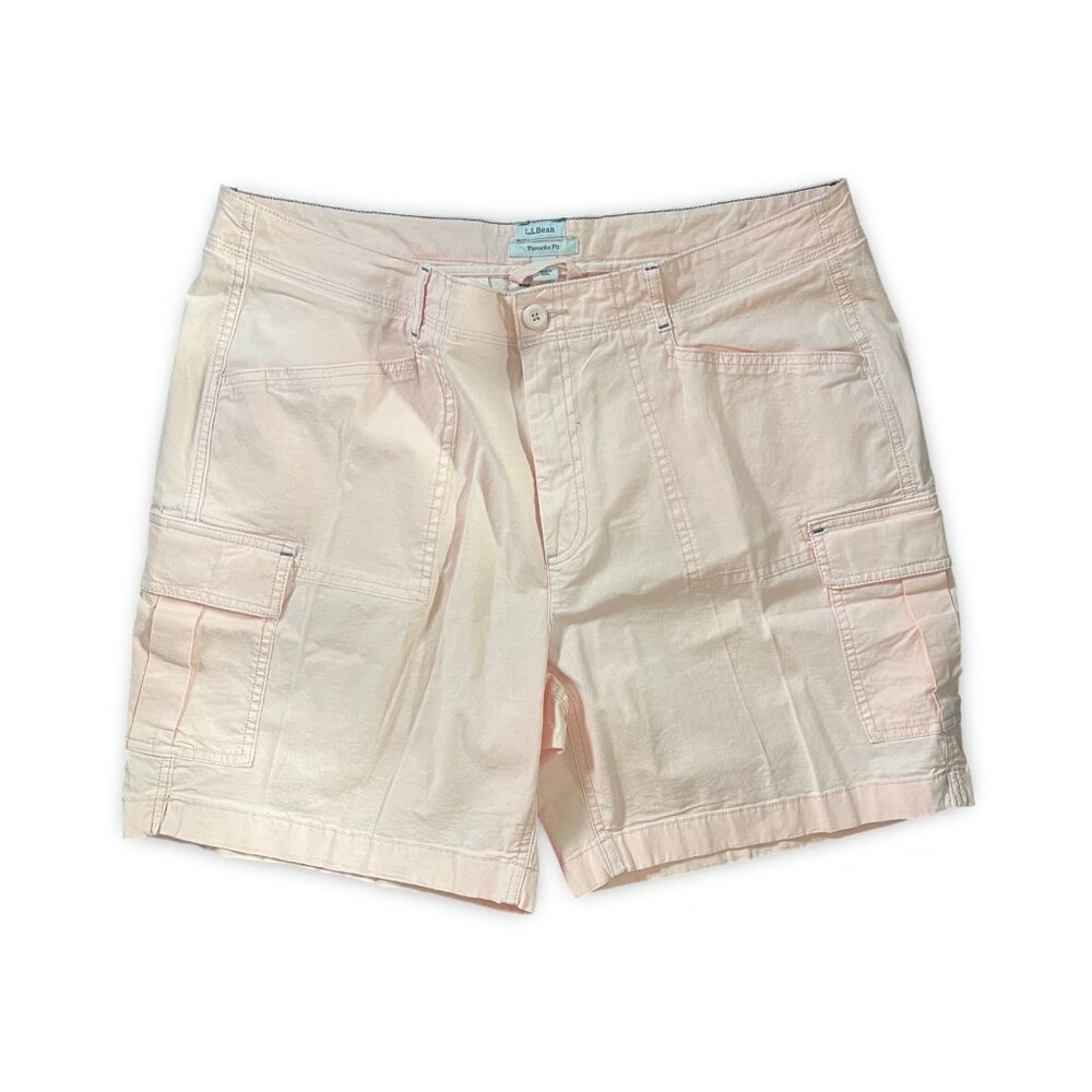 LL Bean Cargo Shorts 18 Womens Favorite Fit High Rise Stretch Pink Peach